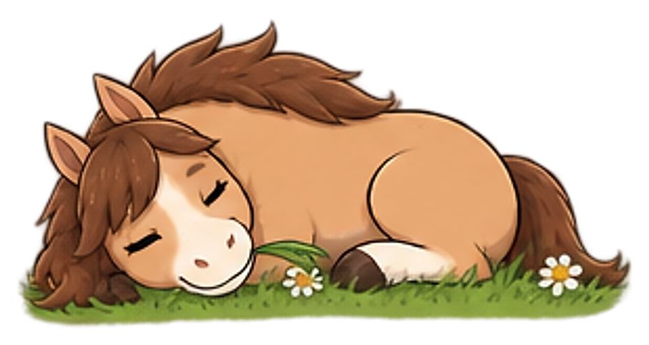 Calypso sleeping in the pasture